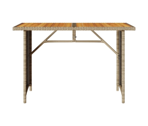 Mesa de jardín superficie de madera ratán PE beige 110x68x70 cm