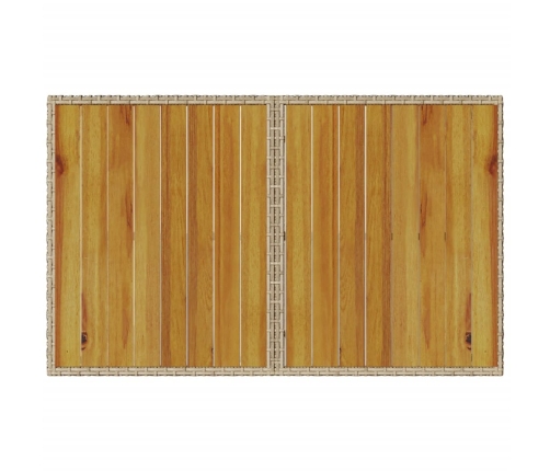 Mesa de jardín superficie de madera ratán PE beige 110x68x70 cm