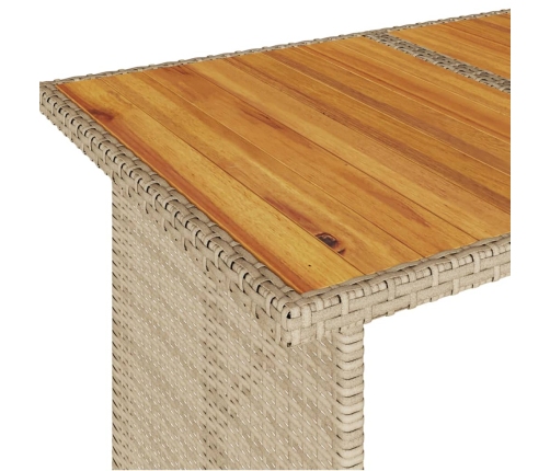 Mesa de jardín superficie de madera ratán PE beige 110x68x70 cm