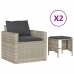 Set de sofás de jardín 4 pzas y cojines ratán sintético gris