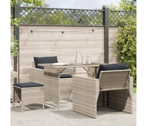 Set de sofás de jardín 4 pzas y cojines ratán sintético gris