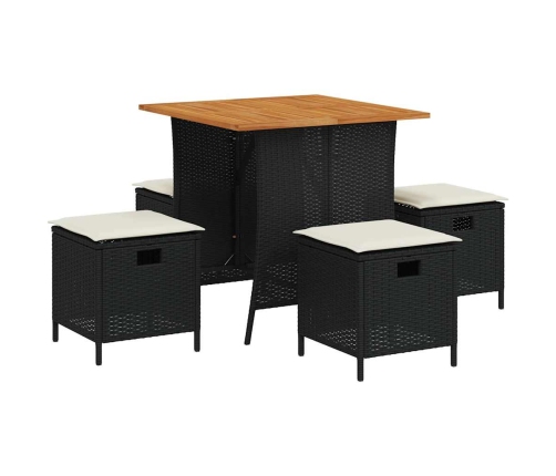 Set de muebles jardín 5 pzas con cojines ratán sintético negro