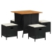 Set de muebles jardín 5 pzas con cojines ratán sintético negro