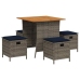 Set comedor de jardín 5 piezas con cojines ratán sintético gris