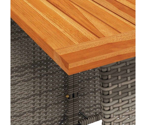 Set comedor de jardín 5 piezas con cojines ratán sintético gris