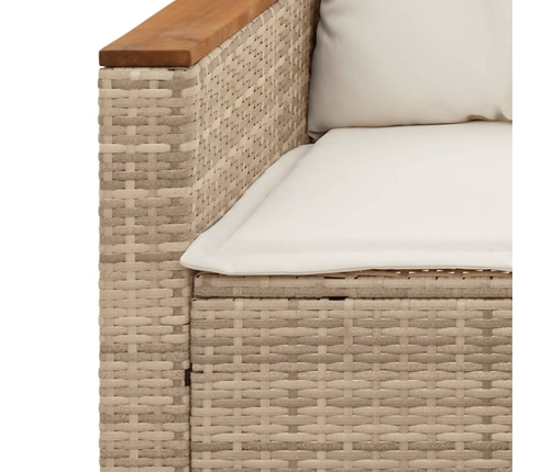 Juego de sofás de jardín con cojines beige 3 pzas ratán PE
