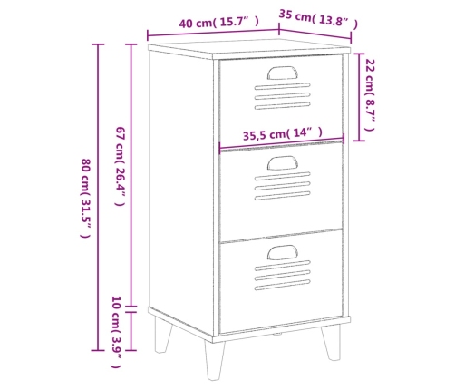 vidaXL Mesita de noche VIKEN madera de ingeniería blanca