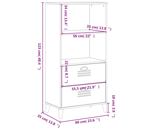 Librería VIKEN madera de ingeniería blanco 60x35x123 cm