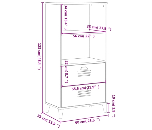 Librería VIKEN madera de ingeniería gris antracita 60x35x123 cm