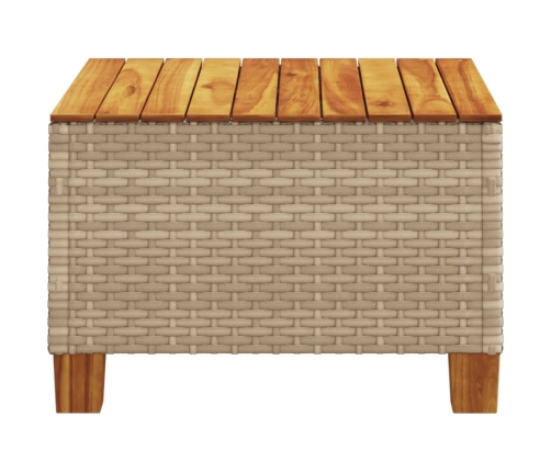 Mesa de jardín ratán sintético madera acacia beige 55x55x36 cm