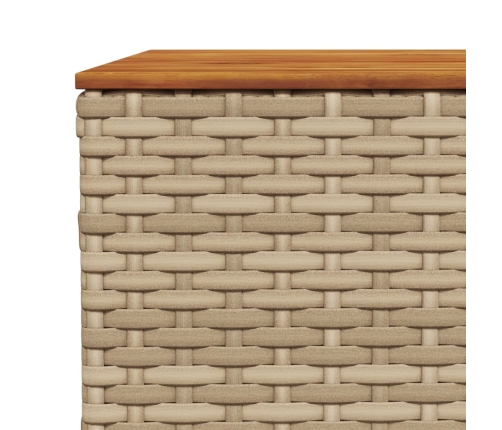 Mesa de jardín ratán sintético madera acacia beige 55x55x36 cm