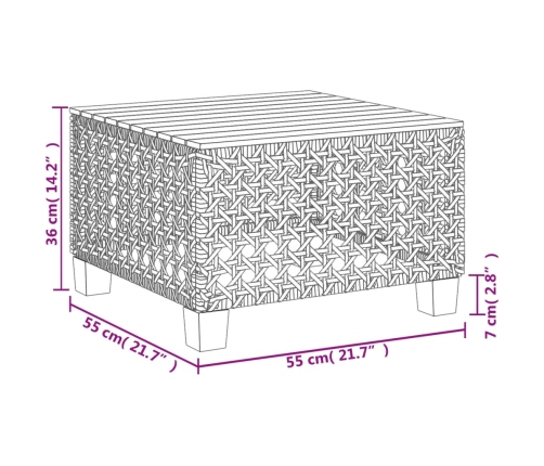 Mesa de jardín ratán sintético madera acacia beige 55x55x36 cm