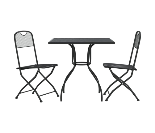 Juego de comedor de jardín 3 pzas malla metálica gris antracita