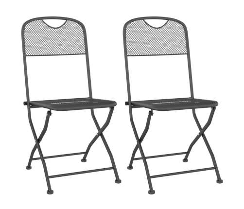 Juego de comedor de jardín 3 pzas malla metálica gris antracita