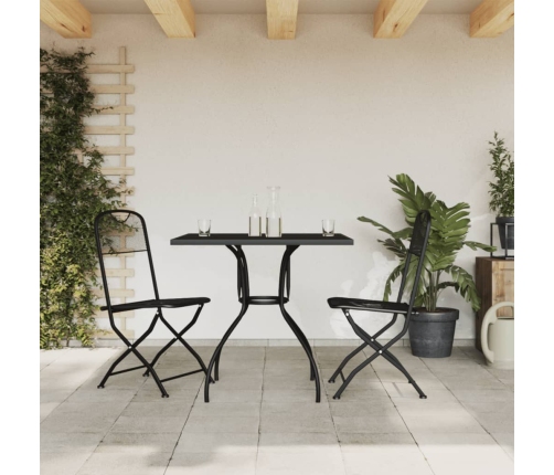 Juego de comedor de jardín 3 pzas malla metálica gris antracita