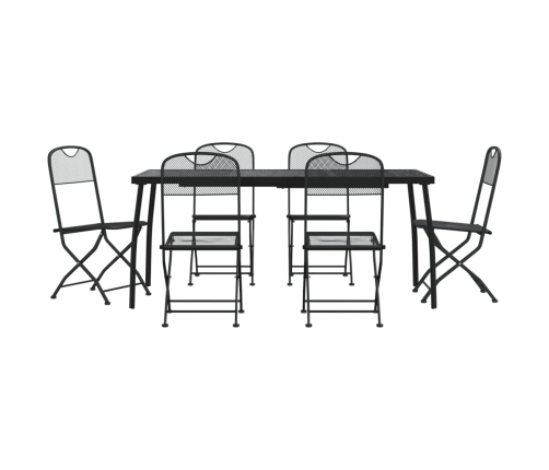 Juego de comedor de jardín 7 pzas malla metálica gris antracita