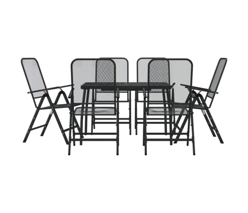 Juego de comedor de jardín 7 pzas malla metálica gris antracita