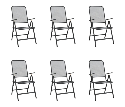 Juego de comedor de jardín 7 pzas malla metálica gris antracita