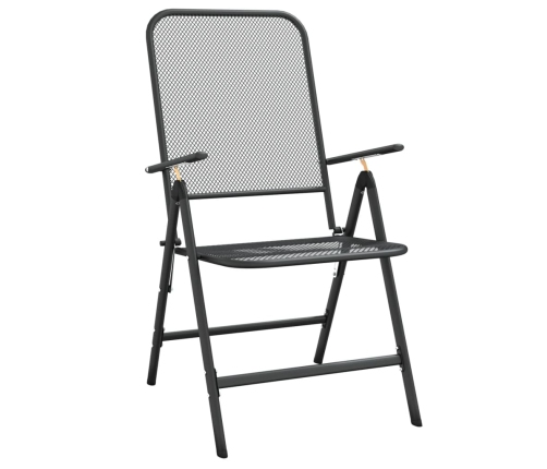 Juego de comedor de jardín 7 pzas malla metálica gris antracita