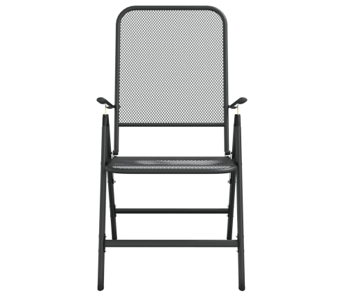 Juego de comedor de jardín 7 pzas malla metálica gris antracita