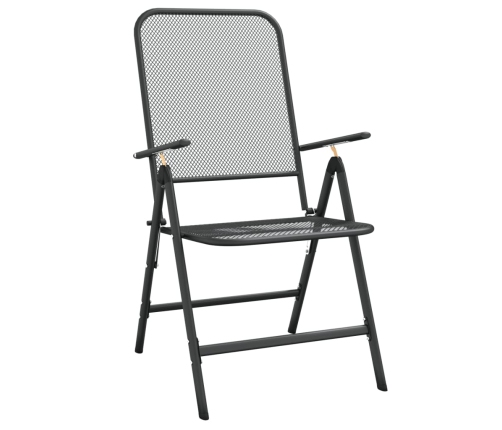 Juego de comedor de jardín 9 pzas malla metálica gris antracita