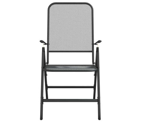 Juego de comedor de jardín 9 pzas malla metálica gris antracita