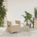 Silla de jardín reclinable con cojines ratán sintético beige