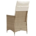 Silla de jardín reclinable con cojines ratán sintético beige