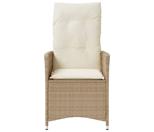 Sillones reclinables de jardín con cojines beige 2 uds ratán PE