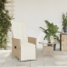 Silla de jardín reclinable con cojines ratán sintético beige