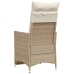 Silla de jardín reclinable con cojines ratán sintético beige