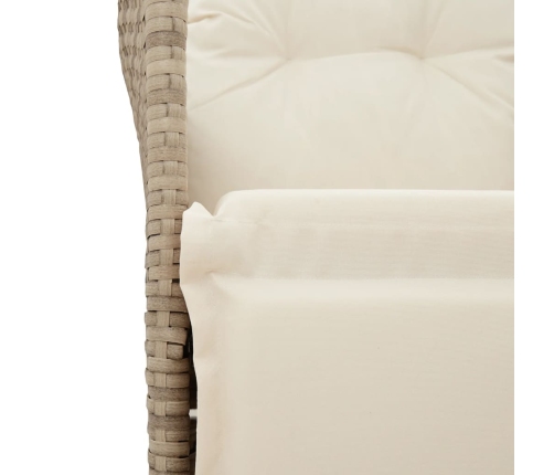 Sillas y mesita de jardín 3 piezas ratán sintético cojín beige
