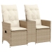 Sofá de jardín reclinable de 2 plazas con mesa ratán PE beige