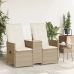 Sofá de jardín reclinable de 2 plazas con mesa ratán PE beige