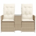 Sofá de jardín reclinable de 2 plazas con mesa ratán PE beige