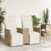 Sofá de jardín reclinable de 2 plazas con mesa ratán PE beige