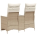 Sofá de jardín reclinable de 2 plazas con mesa ratán PE beige