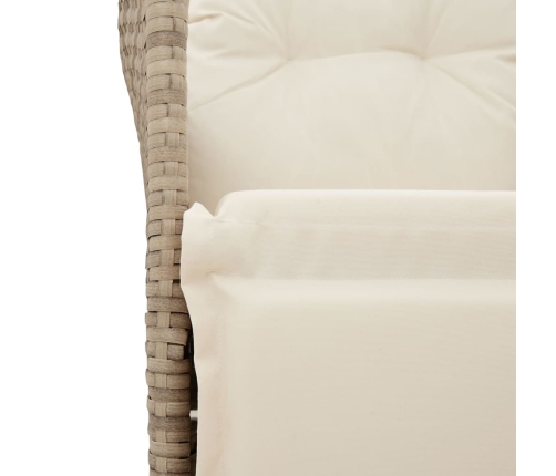 Sofá de jardín reclinable de 2 plazas con mesa ratán PE beige