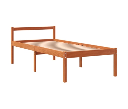 Cama para mayores madera maciza de pino marrón cera 75x190 cm