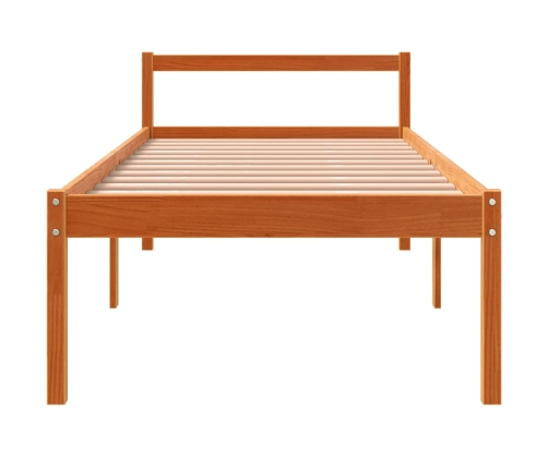 Cama para mayores madera maciza de pino marrón cera 75x190 cm