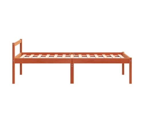 Cama para mayores madera maciza de pino marrón cera 75x190 cm