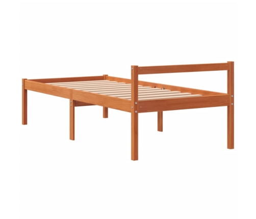 Cama para mayores madera maciza de pino marrón cera 75x190 cm