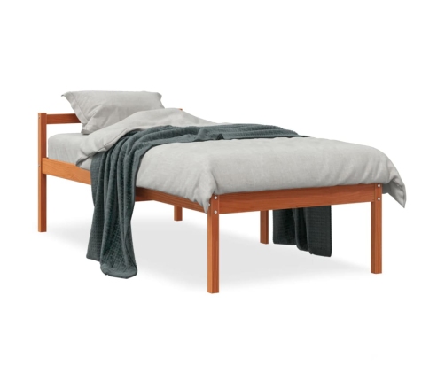 Cama para mayores madera maciza de pino marrón cera 75x190 cm