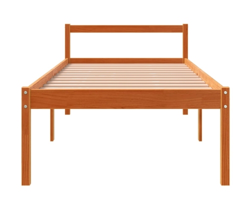 Cama para mayores madera maciza de pino marrón cera 90x190 cm