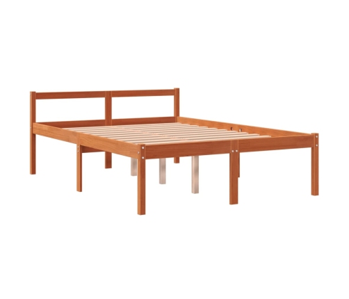 Cama para mayores madera maciza de pino marrón cera 120x190 cm