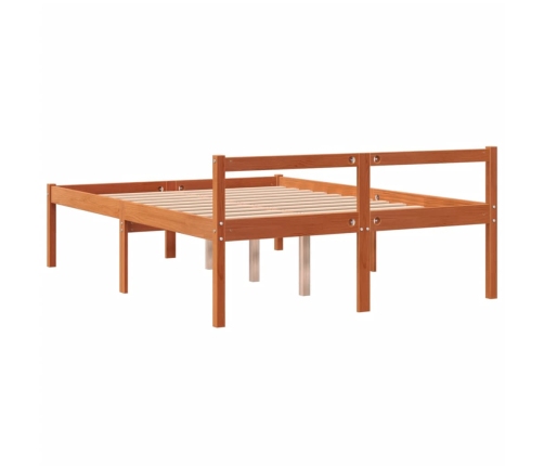 Cama para mayores madera maciza de pino marrón cera 120x190 cm