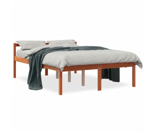 Cama para mayores madera maciza de pino marrón cera 120x190 cm