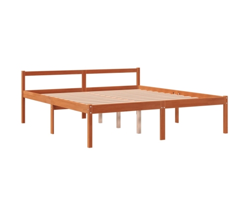 Cama para mayores madera maciza de pino marrón cera 160x200 cm