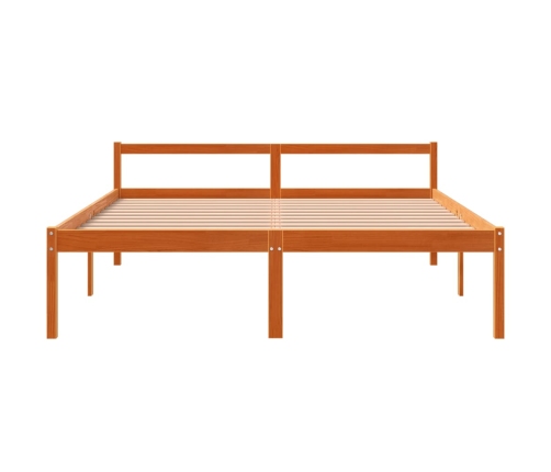 Cama para mayores madera maciza de pino marrón cera 160x200 cm