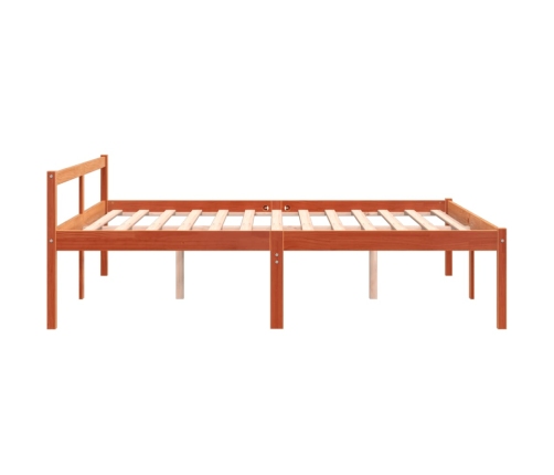 Cama para mayores madera maciza de pino marrón cera 160x200 cm